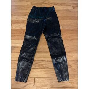 ASOS, women’s black faux leather high rise skinny pants with side zip sz 6
